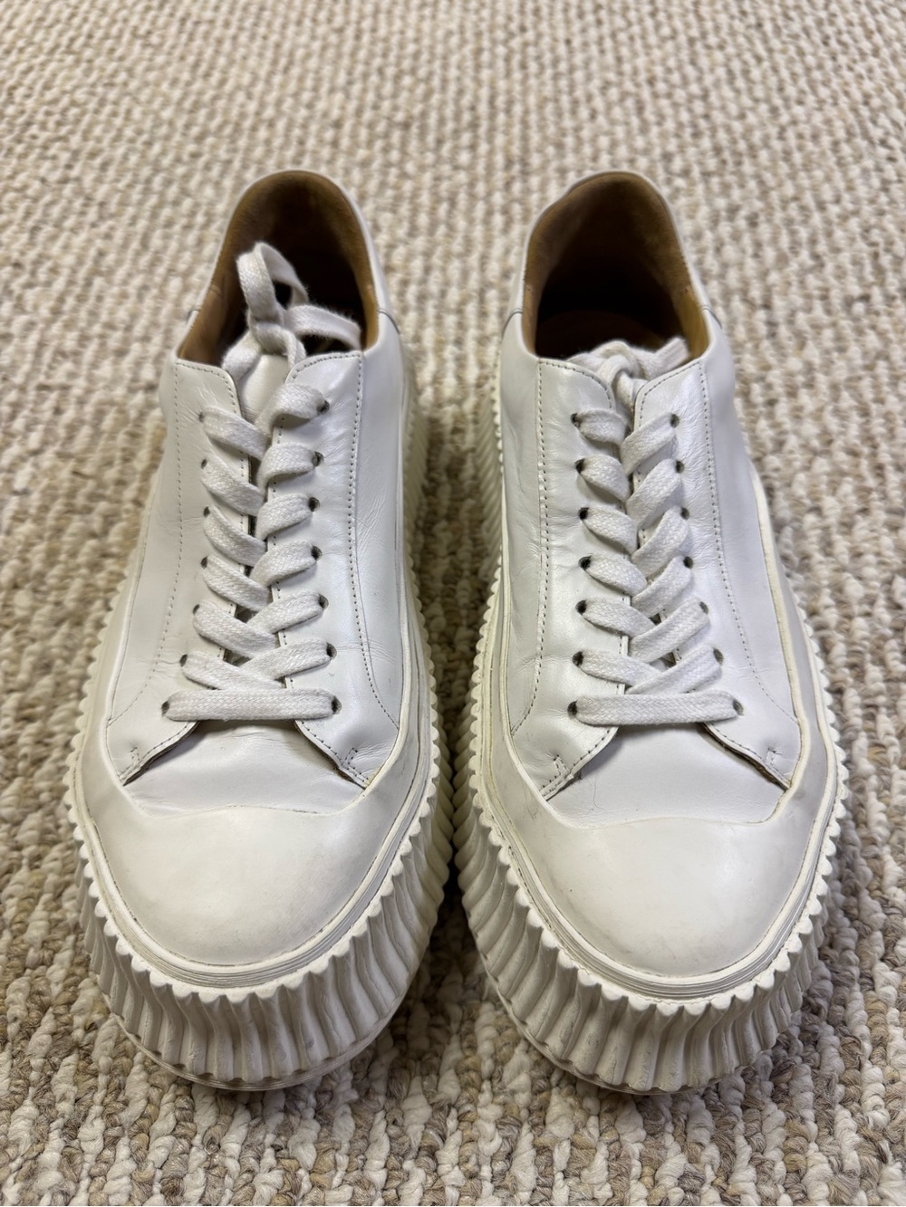 Jil Sander Women’s Platform Leather Sneakers - White